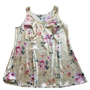 Delicates Woman Plus Size 2X Floral Satin Nightgown Pink Champagne Y2K Coquette